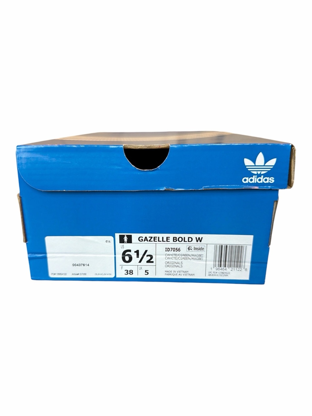 Adidas Gazelle Bold Green Off White Size 6 1/2 Suede Leather Gold Branding - Picture 12 of 14
